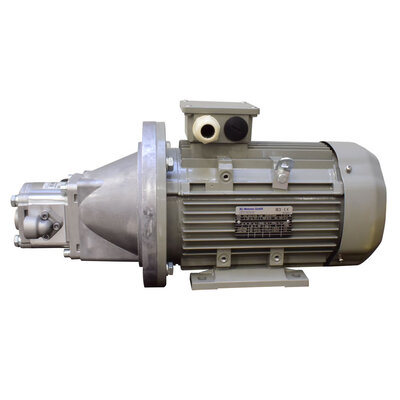 Seitenansicht Motor-Pumpen-Kombination