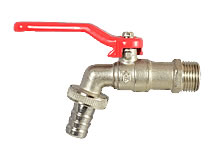 Auslauf-Kugelhahn mit Schlauch- anschluss-Verschraubung