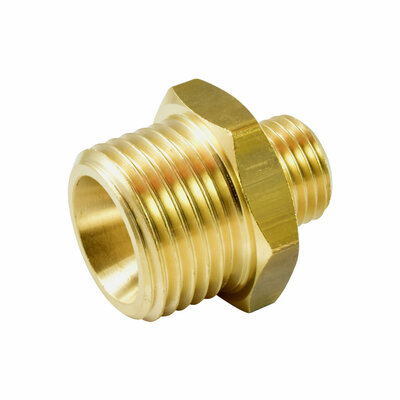 Messingfitting, Doppelnippel, reduziert, G3/8A auf G1/4A