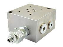 Rückansicht Anschlussplatte mit Druckbegrenzungsventil