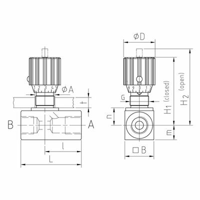 Drosselr&uuml;ckschlagventil techn. Zeichnung