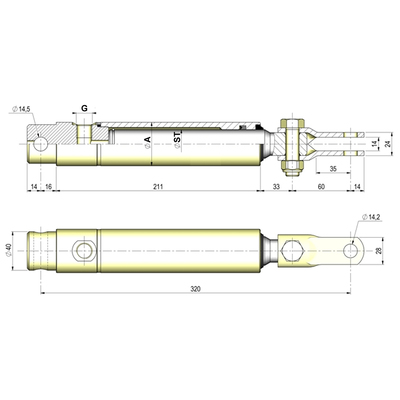 Bremszylinder mit Gabelkopf