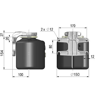 Ma&szlig;e CH-RP2P-HALTER &Ouml;ltank 2 Liter