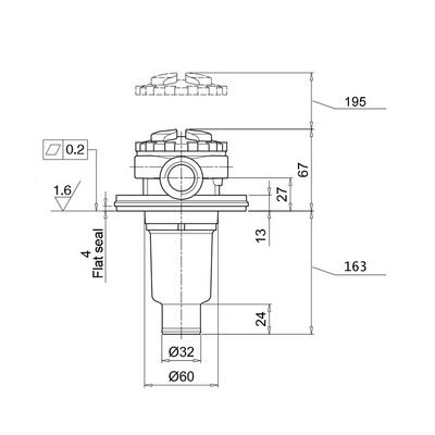 R&uuml;cklauffilter 45 l/min, G1/2 technische Zeichnung