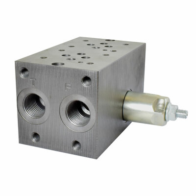 Mehrfachanschlussplatte mit Druckbegrenzungsventil, NG 6, 2 Sektionen