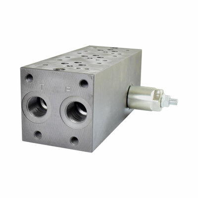 Mehrfachanschlussplatte mit Druckbegrenzungsventil, NG 6, 3 Sektionen