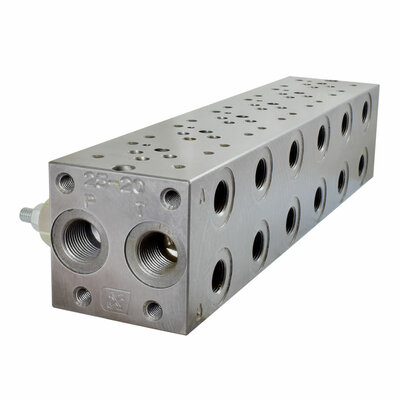 Mehrfachanschlussplatte mit Druckbegrenzungsventil, NG 6, 6 Sektionen