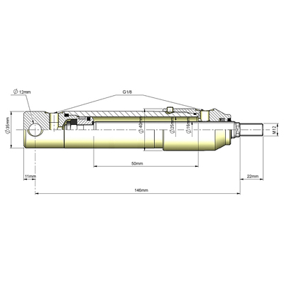 Doppeltwirkender Mini-Hydraulikzylinder Technische Zeichnung