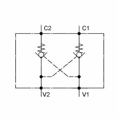 Schaltzeichen Entsperrbares Doppelr&uuml;ckschlagventil
