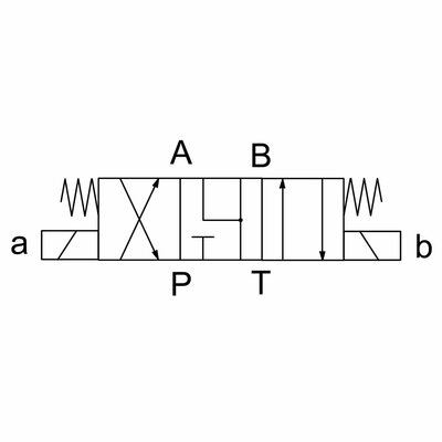4/3-Wegeventil, direktgesteuert, Nenngr&ouml;&szlig;e 10 (Symbol J), 12V, Schaltsymbol