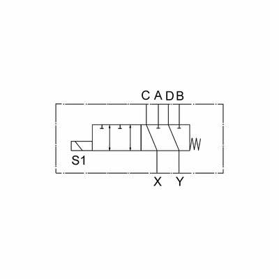 6/2-Wegeventil, hydraulische Weiche, G3/8, 50 l/min, Zeichnung