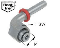  Edelstahl-Schlaucharmatur leichte Reihe Typ DKOL 90