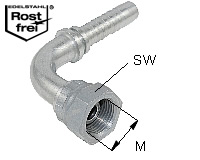  Edelstahl-Schlaucharmatur zöllig BSP60° Typ DKR 90