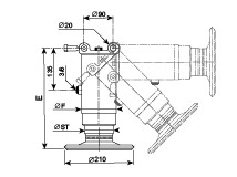 technische Zeichnung Stützzylinder, einfachwirkend, mit Rückholfeder