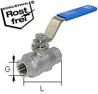 Niederdruckkugelhahn Innengewinde aus Edelstahl
