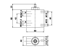 technische Zeichnung 2/2-Wege Abschaltventil / Hubbegrenzer
