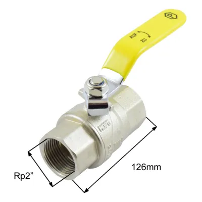 Messing-Kugelhahn f&uuml;r Gas mit DVGW-Zulassung NW50 Rp2"
