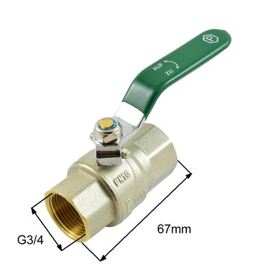 Messing-Kugelhahn f&uuml;r Trinkwasser mit DVGW-Zulassung NW20 G3/4