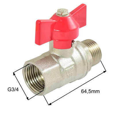 Niederdruckkugelhahn mit Fl&uuml;gelgriff G3/4"