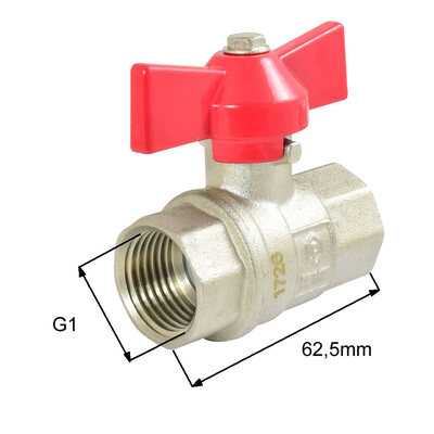 Niederdruckkugelhahn mit Fl&uuml;gelgriff G1"