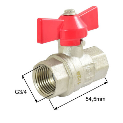 Niederdruckkugelhahn mit Fl&uuml;gelgriff G3/4"