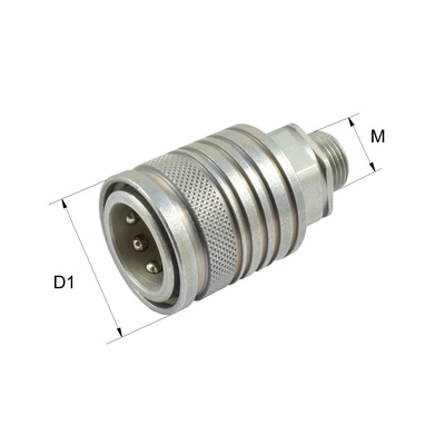 HK-A3M-CES12 Steckkupplungsmuffe Typ HK-A, Au&szlig;engewinde, Gr.3, M20x1,5 auf Rohr 12-S