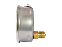 Rückansicht Glyzerinmanometer Ø 100 mm mit Befestigungsbügel