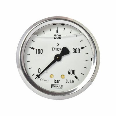 Glyzerinmanometer &Oslash; 63 mm, 0...400bar mit Befestigungsb&uuml;gel
