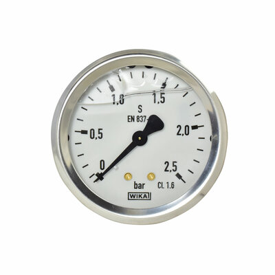 Glyzerinmanometer &Oslash; 63 mm, 0...2,5bar mit Befestigungsb&uuml;gel