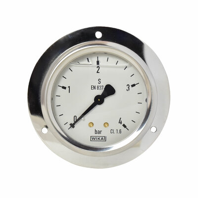 Glyzerinmanometer &Oslash; 63 mm, 0...4bar mit Befestigungsrand