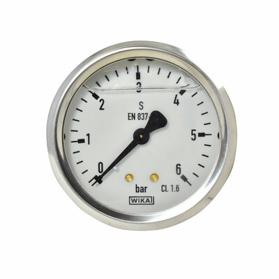 Glyzerinmanometer &Oslash; 63 mm, 0...6bar mit Befestigungsb&uuml;gel