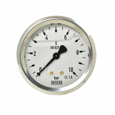 Glyzerinmanometer &Oslash; 63 mm, 0...10bar mit Befestigungsb&uuml;gel