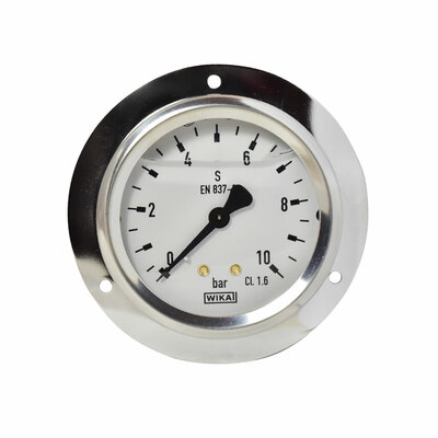 Glyzerinmanometer &Oslash; 63 mm, 0...10bar mit Befestigungsrand