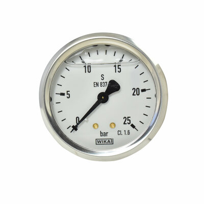 Glyzerinmanometer &Oslash; 63 mm, 0...25bar mit Befestigungsb&uuml;gel