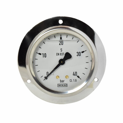 Glyzerinmanometer &Oslash; 63 mm, 0...40bar mit Befestigungsrand