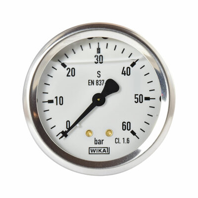 Glyzerinmanometer &Oslash; 63 mm, 0...60bar mit Befestigungsb&uuml;gel