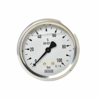 Glyzerinmanometer &Oslash; 63 mm, 0...100bar mit Befestigungsb&uuml;gel