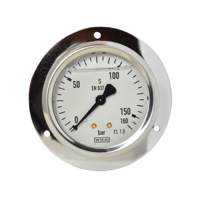 Glyzerinmanometer &Oslash; 63 mm, 0...160bar mit Befestigungsrand