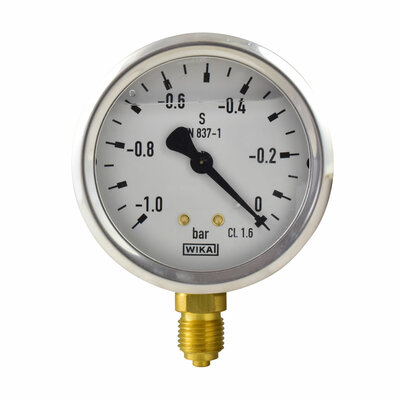 Glyzerinmanometer &Oslash; 63 mm, -1...0bar (Vakuum)