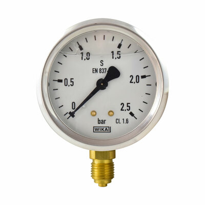 Glyzerinmanometer &Oslash; 63 mm, 0...2,5bar