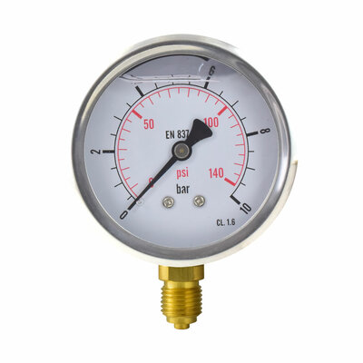 Glyzerinmanometer &Oslash; 63 mm, 0...10bar