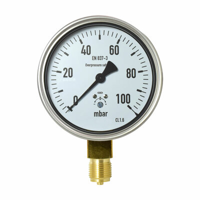 Kapselfeder-Manometer &Oslash; 100 mm, 0...100mbar