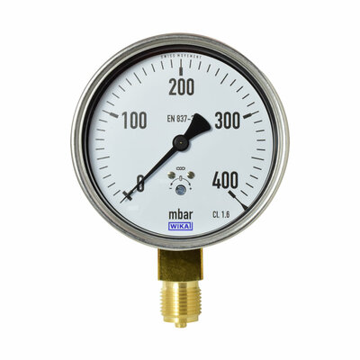 Kapselfeder-Manometer &Oslash; 100 mm, 0...400mbar