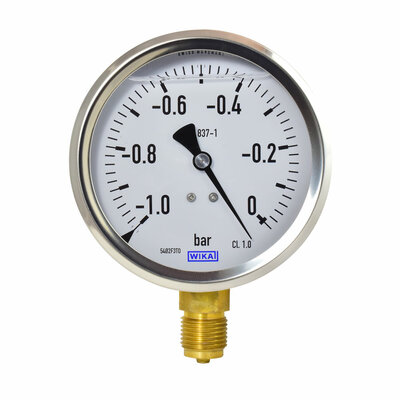 Glyzerinmanometer &Oslash; 100mm, -1...0bar (Vakuum)