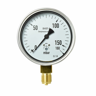 Kapselfeder-Manometer &Oslash; 100 mm, 0...160mbar