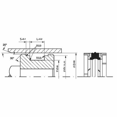 06547-KO-080x60x22,5/74,15x6,35 Kolbendichtung 80,0mm x 60,0mm x 22,5mm Zeichnung