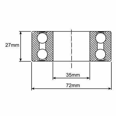 3207-2Z Schr&auml;gkugellager Zeichnung