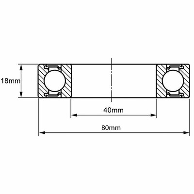 6208-2Z Rillenkugellager Zeichnung